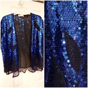 Vintage Blue Sequin Shrug